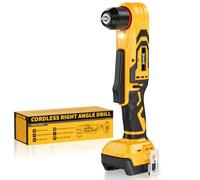 DIYtoolifz Perceuse à angle droit sans fil compatible avec batterie Dewalt 20 V, perceuse d'angle de 1 cm avec moteur sans balais, 45,19 N·m, 2 vitesses et lumière LED, compacte pour les espaces