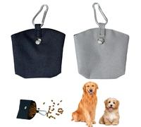 Diyxisk 2X Sac Friandise Chien Magnétique Pochette Dressage Chien et Éducation Chiot Sacoche Récompense avec Clip Ceinture pour Promenade et Agility Gris et Bleu