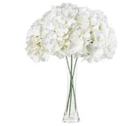 Diyxisk 3 Pièces Hortensia Artificiel Blanc 68CM Grosse Fleur Soie Réaliste Bouquet Fausse Fleur Longue Tige pour Décoration Mariage Baptême Vase Haut