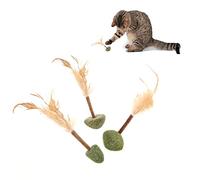 Diyxisk 3 Pièces Jouet Chat Herbe à Chat Naturelle, Bâtonnet Matatabi pour Chat, Balle Interactive avec Plumes, Jouet Dentaire pour Nettoyage des Dents & Anti-Stress pour Chats et Chatons