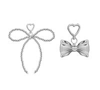 Diyxisk Bag Charm, 2 Pièces Noeud Papillon Bijoux de Sac, Mignon Charms Sac, Porte Clef Femme, Peut êTre Utilisé Comme Breloque Téléphone Portable, Breloque Portefeuille (Argent)