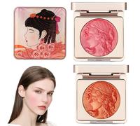 Diyxisk Blush Poudre, 2 Pièces en Relief Maquillage Blush, le Dernier Poids Léger Fard a Joue, éClat Naturel, Blush Waterproof, Maquillage Du Visage Longue Durée (Orange/Rose)
