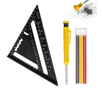 Diyxisk Equerre Menuisier, Multifonctionnel Equerre Charpentier, Crayon Chantier, Comprend 6 Recharges, pour Mesurer et Marquer, Convient au Travail du Bois, à la Menuiserie et aux DéButants