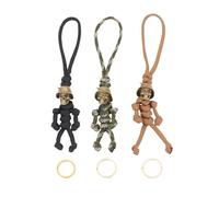 Diyxisk Porte Clé Homme Squelette, 3 Pièces Pendentif Soldat Squelette, Personnalité Porte Clé Moto, Multicolore Tressée Porte Clé, Convient aux Portefeuilles, Bagages, Valises