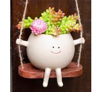 Diyxisk Pot Suspendu Plante,Interieur Suspension Plante Succulent Résine Pot de Fleurs à Visage Souriant Pot de Fleurs Fantaisie à Faire Soi Même pour Plantes,Décoration Intérieure et Extérieure