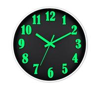 DIYZON 30 CM Horloge Murale Lumineuse, Silencieuse sans Tic-Tac, Style Moderne 3D Police de Caractères, Peut être Assorti à n'importe Quelle Scène Intérieure/Cuisine/Chambre/Salon