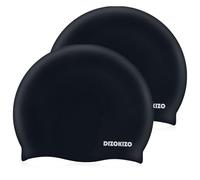 Dizokizo 2 Bonnets de Natation en Silicone à Haute Élasticité pour Femmes et Hommes - Confortable Anti-Dérapant pour Cheveux Longs/Courts, Résistant à l'eau et Durable pour Adultes (Noir)
