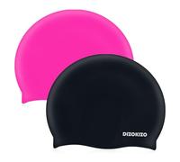 Dizokizo 2pcs Bonnet de Bain en Silicone pour Enfants 6-14, Élasticité Élevée Confortable Anti-Dérapant pour Filles et Garçons, Bonnet de Natation Imperméable pour Cheveux Longs et Courts