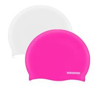 Dizokizo 2pcs Bonnet de Bain en Silicone pour Enfants 6-14, Haute Élasticité Confortable Anti-Dérapant pour Filles et Garçons, Bonnets de Bain Imperméables pour Cheveux Longs et Courts