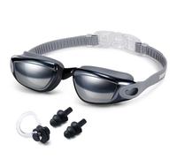 Dizokizo Lunettes de natation pour adultes, hommes, femmes, jeunes, enfants avec bouchons d'oreille, protection UV anti-buée, lunettes de natation avec lentille HD, design ergonomique réglable en