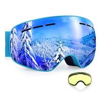 Dizokizo Lunettes de Ski Goggles Masque Snowboard Lunettes Motocross Masque pour Homme Femme Lentille Antibuée SNOW-4903 Taille Unique Bleu/Jaune