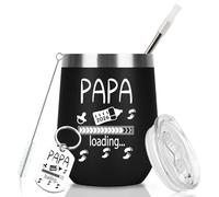 Diztoud Cadeaux pour les futurs papas, vous allez papa 2026 Loading, tasse à café en acier inoxydable de 350 ml avec couvercle et paille