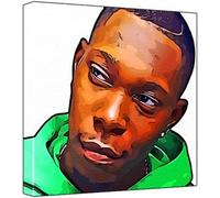 Dizzee Rascal - Pop Art Impression (Multicolore, Fond Blanc) 30 x 30 x 2,5 cm Medium Square Deep Box Toile
