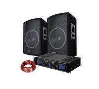 Enceinte Sono DJ Skytec DJ - 2 enceintes 15 pouces, amplificateur et câble inclus, puissance 1000W
