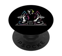 DJ at Turntables Electronic Music EDM Party Clubbing Graphic PopSockets PopGrip Adhésif