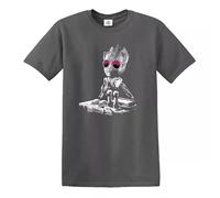 DJ-Baby-Groot T-shirt pour homme Music Guardians - Casque amusant - Disco yoda - Mixing Decks, T-shirt anthracite, L