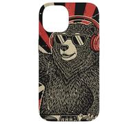 DJ Bear Casque Platine rétro Amateur de Musique Coque pour iPhone 14