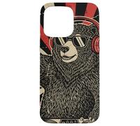 DJ Bear Casque Platine rétro Amateur de Musique Coque pour iPhone 15 Pro Max