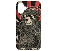 DJ Bear Casque Platine rétro Amateur de Musique Coque pour iPhone 16 Plus