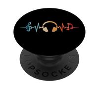 DJ Casque Audio Musicien Battement De Cœur Musique PopSockets PopGrip Adhésif