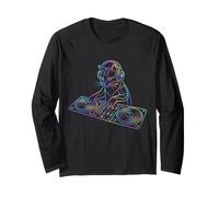 DJ Cat EDM Techno House Music Funny Cat Lover Manche Longue