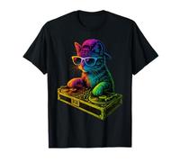 DJ Cat Rainbow Kitty House Music Tourne-Disque Design drôle DJ T-Shirt