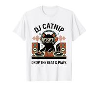 DJ Catnip Drop The Beat & Paws Casque DJ en Vinyle T-Shirt
