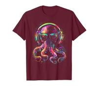 DJ Cool Garçons Outfit Rave EDM Techno Festival Fête Octopus T-Shirt