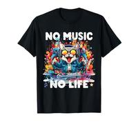 Dj no music no life chat platine dJ couleurs musique humour T-Shirt