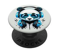 Dj Panda Casque audio mignon Pind Kawaii Panda Bear PopSockets PopGrip Interchangeable