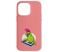 DJ Parrot Retro 80s Music Platine Vinyle Coque pour iPhone 14 Pro Max