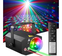 Dj Party Disco Ball Lights with Pattern and Sound Activated,10 ft USB Cable, Laucnpty LED Stage Strobe Light that Sync with Music, Christmas Rave/Home Karaoke/Dance/Club Bar Lights for Parties (Black)