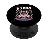Dj Pug Avec Casque Écouteurs Style Musique PopSockets PopGrip Adhésif
