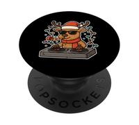 DJ Reindeer Joue des chansons de Noël PopSockets PopGrip Adhésif
