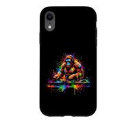 DJ Sasquatch Rave EDM Bigfoot et Platine Vinyle Splash Art Coque pour iPhone XR