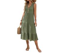 DJ529 Robe chemise élégante pour femme avec col en V rayé sans manches Coupe ajustée et évasée Robe décontractée