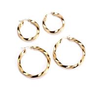 DJADEE Boucles d'oreilles créoles pour femme en acier inoxydable 750 plaqué or 18 carats 38 et 48 mm, 3 mm d'épaisseur, imperméables, sans nickel, hypoallergéniques, polies miroir, 48 mm, Plaqué or