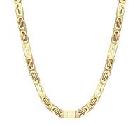 DJADEE Chaîne byzantine pour homme en or 750 plaqué or 18 carats - 6 mm - Hypoallergénique - Imperméable - Poli brillant - Avec croix - Pour homme - Poinçonné, 6 mm x 60 cm, Acier inoxydable, Pas de
