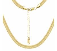 DJADEE Chaîne serpent pour femme en or 999 plaqué or 24 carats, 38 cm + 6 cm, réglable, 7 mm de large, imperméable, sans nickel, hypoallergénique, poli miroir, or clair, Or