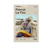 DJAGBW Poster de film Pierrot Le Fou rétro sur toile - Décoration murale pour salon, chambre à coucher - 50 x 75 cm