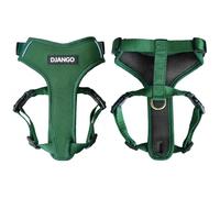 Django Adventure Dog Harness - Stylish and Durable Medium Dog Harness for Outdoor Adventures and Everyday Wear - Forest Green Neoprene Adjustable Harness for Dogs with Reflective Piping, Brass D-Ring