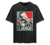 Django Reinhardt Retro Art Guitar Guitarist Fan Music Jazz Men's T-Shirt Graphic Shirts Unisex Black Tee 3XL