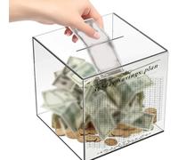 DJAPWPX Tirelire en acrylique transparente qui doit se casser pour l'ouvrir, tirelire durable pour adultes et enfants