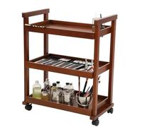 DJAR Art Cart Organiseur en bois de hêtre pour studio, bureau, chariot utilitaire roulant avec roulettes, noyer