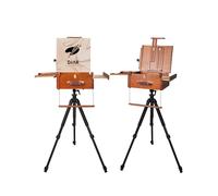 DJAR Chevalet de voyage portable Plein Air Art en bois de hêtre réglable avec trépied en aluminium et sac de rangement en nylon pour artistes, adultes, noyer