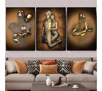 DJBCNQCD 3PCS Love Heart 3D Effect Wall Art, Abstract Canvas Metal Wire Sculpture Figure Couple Painting, Modern Wall Decoration(No frame,20 * 30cm)