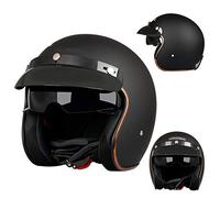 DJCALA Open Face Casque Moto Casque Moto Jet Vintage avec Visière Retro Style de Vintage Casque Moitié Helmets de Casque Moto Jet Scooter Touring Casque Retro Chopper Bobber