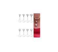 DJCIW Lot de 12 piercings labret en Bioflex transparent en plastique hypoallergénique avec cœur rond, étoile carrée en cristal 10 mm de long
