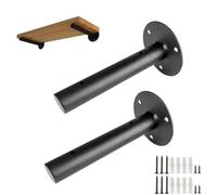 DJCYGG 2 Pièces Equerre Etagere Murale,Supports D'étagère Flottant en Fer,Equerre Charge Lourde, Équerre Étagère de Fixation pour Salon Chambre Bibliothèque,Avec Vis (25cm,Noir)