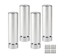 DJCYGG 4 Pcs Pied de Meuble Reglable,Pieds de Table Metal en Alliage d'Aluminium,Pattes de Table de Nivellement pour Meubles,Jambes de Support pour Canapé,Lit,Armoire,avec Vis (300mm,Argent)